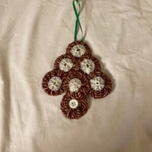 Handmade Red White Fabric Christmas Tree Ornament